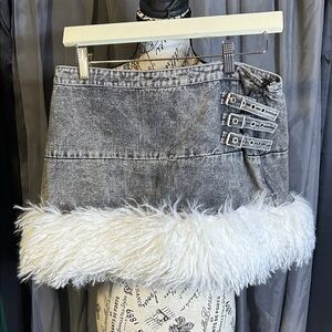 PrettyLittleThing Washed Black Denim Mini Skirt with Branded Tag